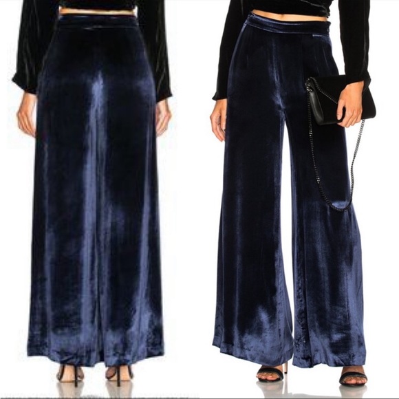 Fleur Du Mal velour Wide Leg pants in navy